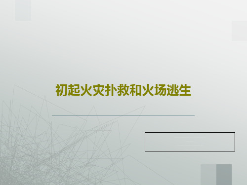 初起火灾扑救和火场逃生96页PPT