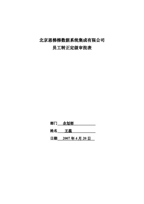 转正定级审批表