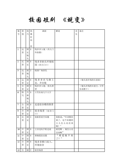 《蜕变》分镜头稿本