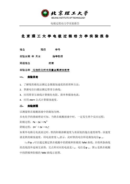 J线性极化技术测量金属腐蚀速度-实验报告