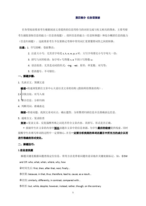 江苏省高三英语高考考前辅导：第四部分任务型阅读word版