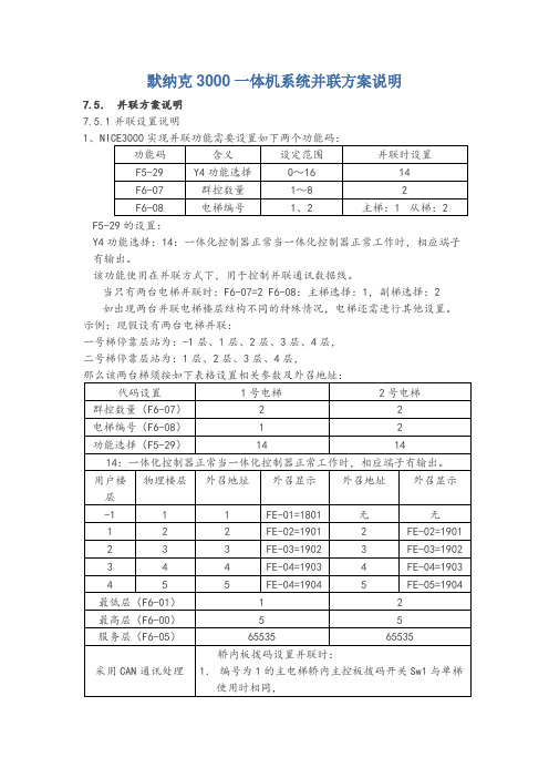 默纳克3000一体机系统并联方案说明