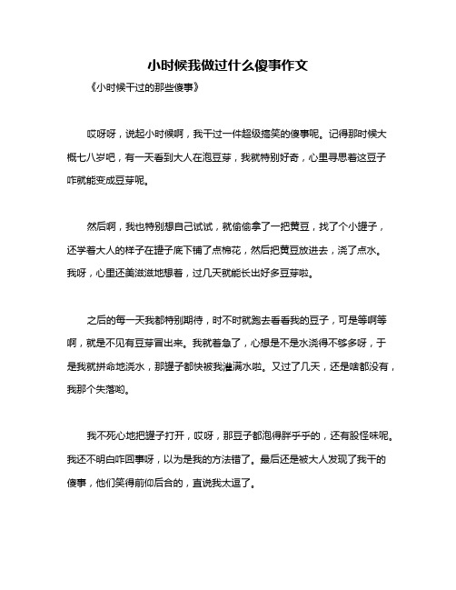 小时候我做过什么傻事作文