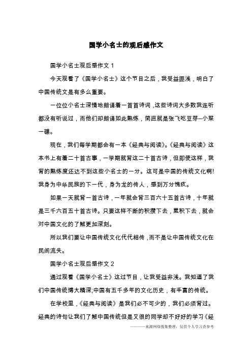 国学小名士的观后感作文
