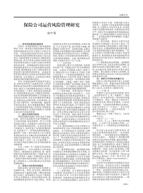 保险公司运营风险管理研究