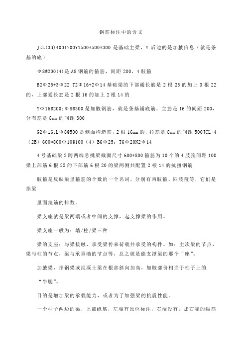 钢筋平法标注在图纸中的含义