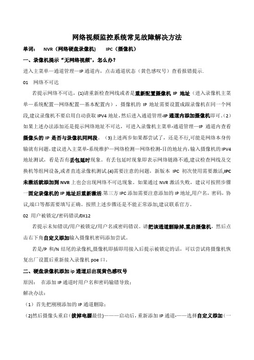 视频监控系统常见故障处理方法