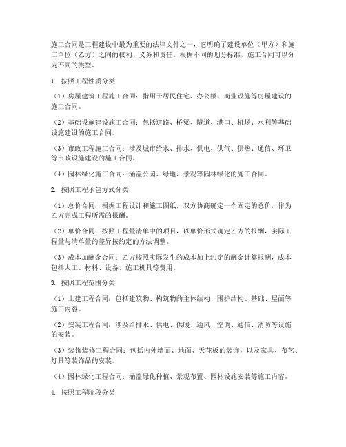施工合同可以分为几类