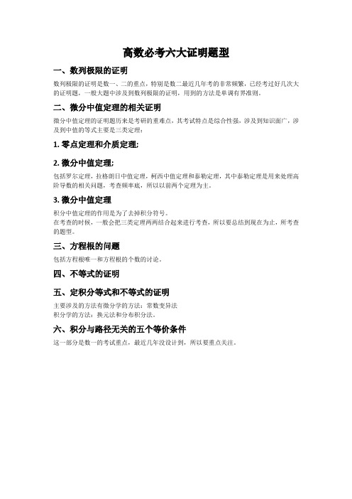 高数必考六大证明题型