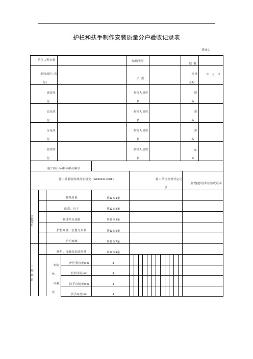 护栏和扶手制作安装质量分户验收记录表