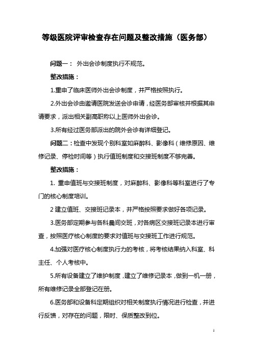 等级医院复评医务部整改措施