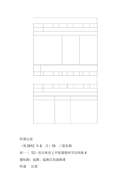 高中体育实习听课记录12篇