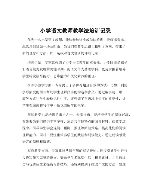 小学语文教师教学法培训记录