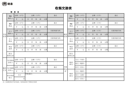 收银交接单