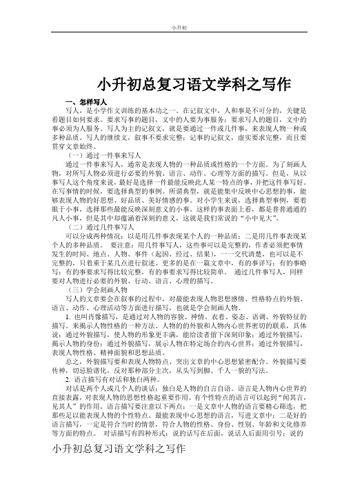 小升初总复习语文学科之写作