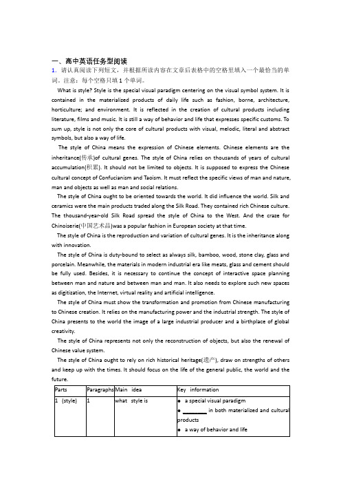高三任务型阅读复习专题doc