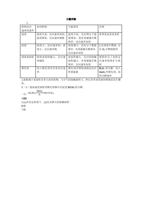 最新人教版高中化学必修2《化学反应的速率和限度》习题详解