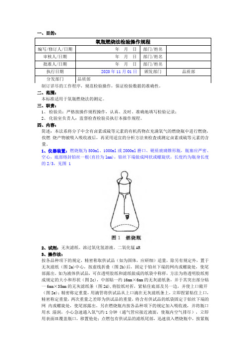 2020版《中国药典》氧瓶燃烧法检验操作规程