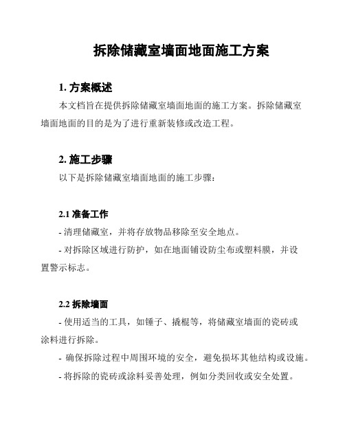 拆除储藏室墙面地面施工方案