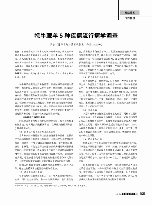 牦牛藏羊5种疾病流行病学调查