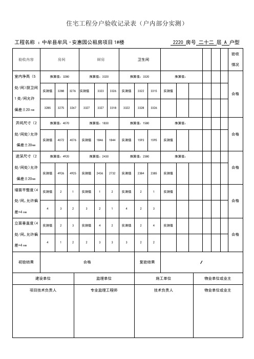 住宅工程分户验收记录表-副本
