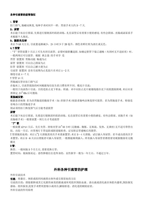 各种引流管的拔管指征---精品管理资料
