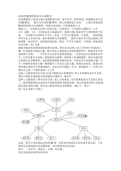 如何将ER图转化为关系模型(超详细、含例题)