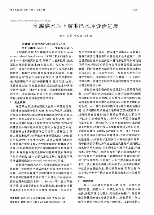 乳腺癌术后上肢淋巴水肿诊治进展
