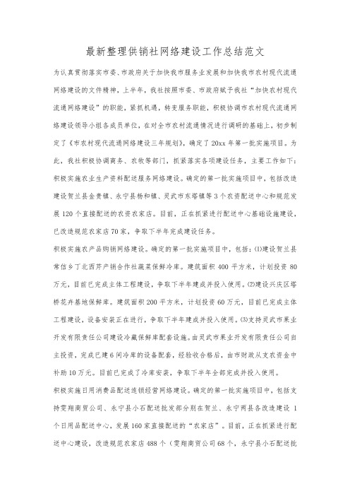 最新整理供销社网络建设工作总结范文.docx