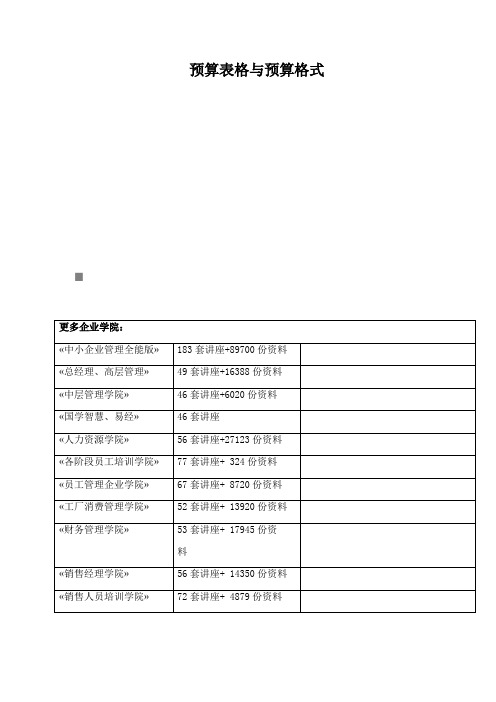 预算表格与预算格式