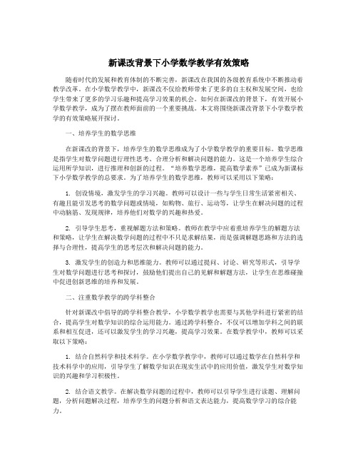 新课改背景下小学数学教学有效策略