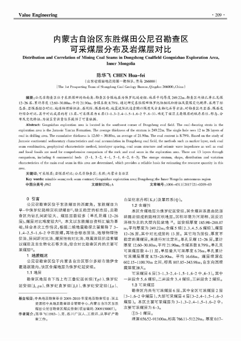 内蒙古自治区东胜煤田公尼召勘查区可采煤层分布及岩煤层对比