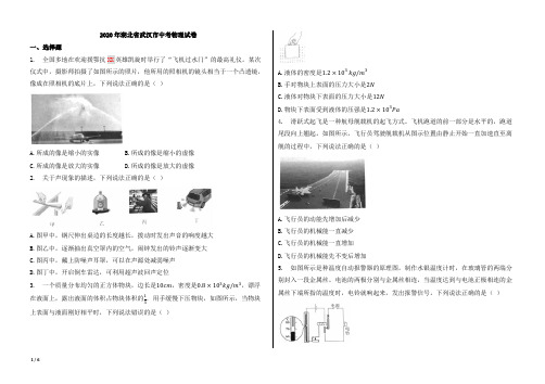 2020年湖北省武汉市中考物理试卷【word版本;含答案;可再编辑】