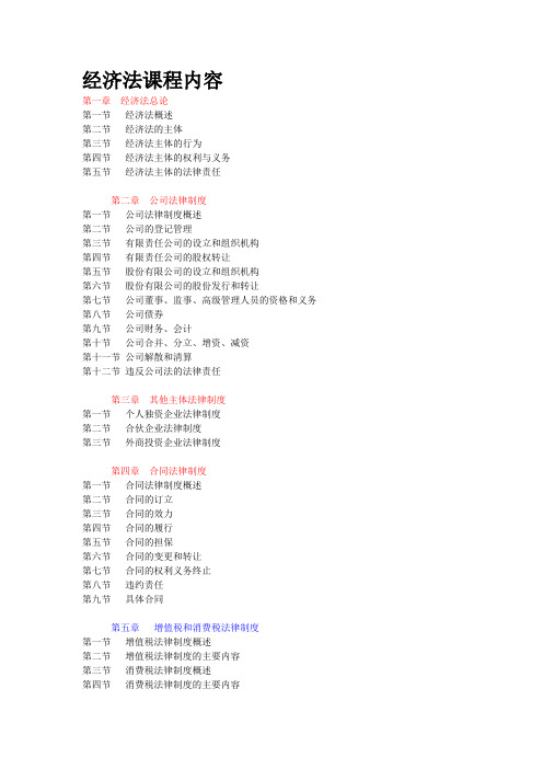 经济法课程内容
