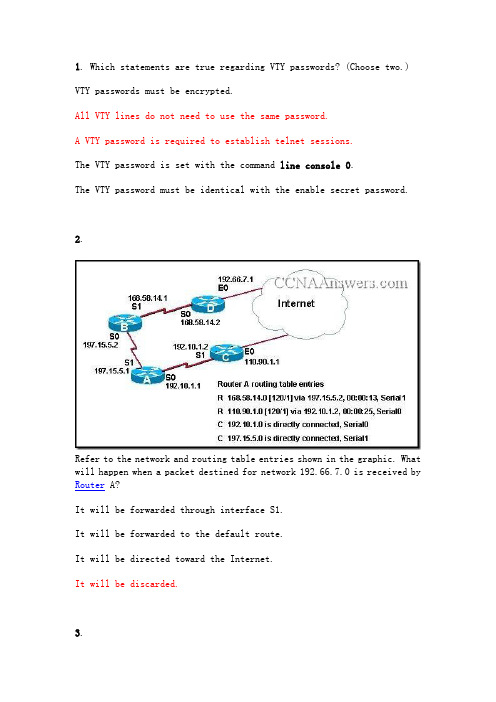 CCNA 2 Practice Final Exam Answer V3.1