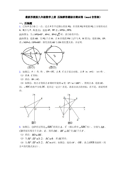 最新苏教版九年级数学上册 压轴解答题综合测试卷(word含答案)