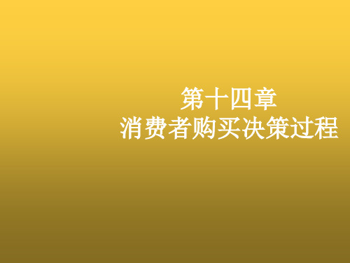 消费者行为学第十四章消费者购买决策过程