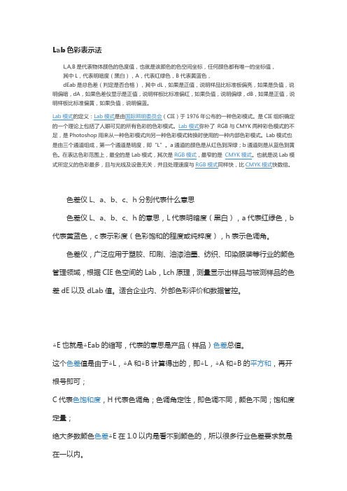 Lab色彩表示法