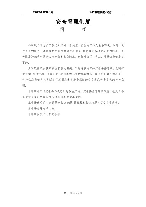 安全管理制度2012(专业、权威咨询公司做)