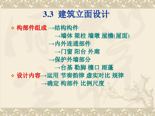 第4次课 建筑立面设计+建筑在总平面中的位置+墙体承重结构所适用的建筑类型