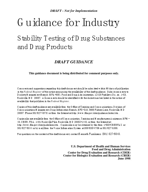 Guidance for industries  stability testing of drug