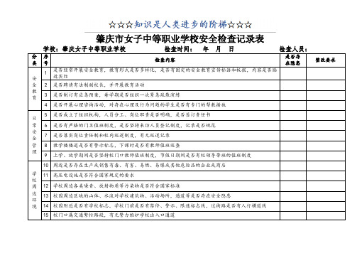 学校安全检查记录表