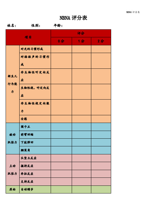 NBNA评分表