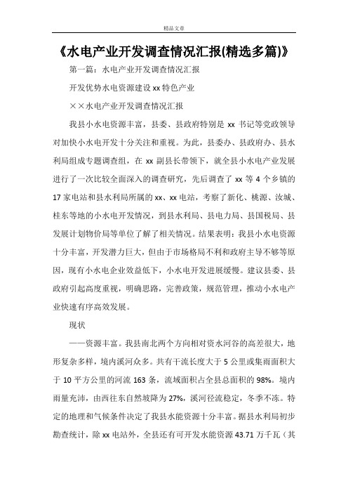 《水电产业开发调查情况汇报(精选多篇)》