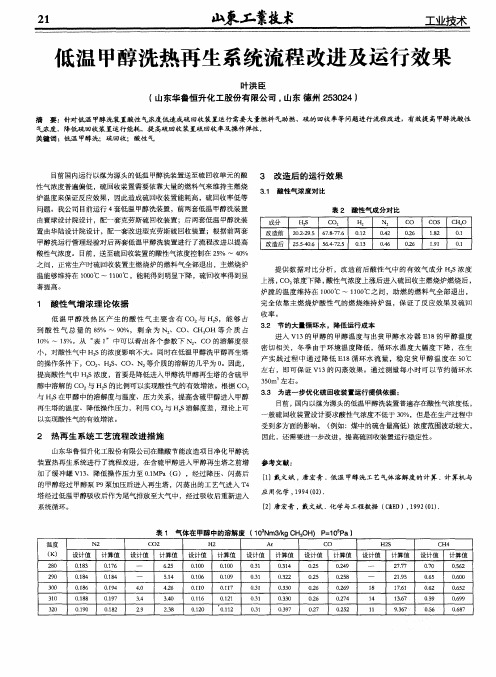 低温甲醇洗热再生系统流程改进及运行效果