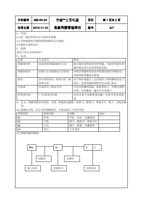 22-金属利器管理指引