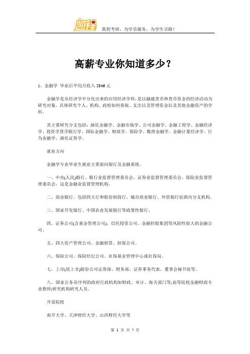 高薪专业你知道多少？