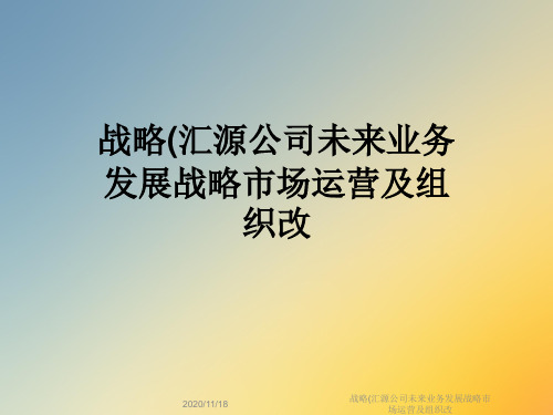战略(汇源公司未来业务发展战略市场运营及组织改