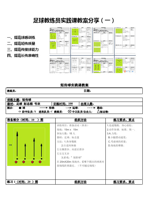 足球教练员实践课教案分享——短传、球感、传接球、长传