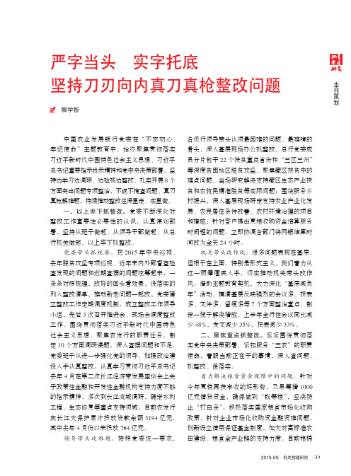 严字当头 实字托底 坚持刀刃向内真刀真枪整改问题